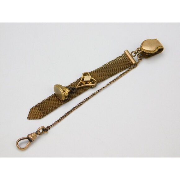 Antique HFB Signed Victorian Gold Filled Pocket/Belt Chatelaine Fob 4 1/8